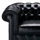 3 -sits soffa klädd i läder med lackade fötter tillverkade i Italien - Idra Viadurini