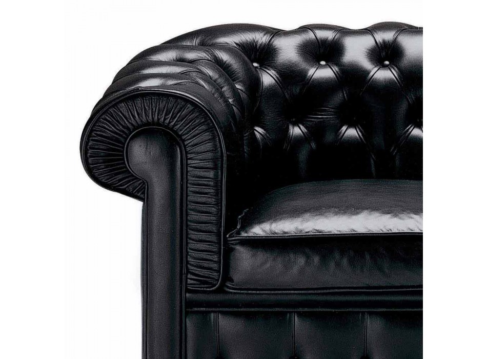 3 -sits soffa klädd i läder med lackade fötter tillverkade i Italien - Idra
