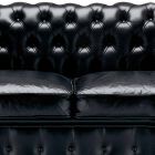 3 -sits soffa klädd i läder med lackade fötter tillverkade i Italien - Idra Viadurini