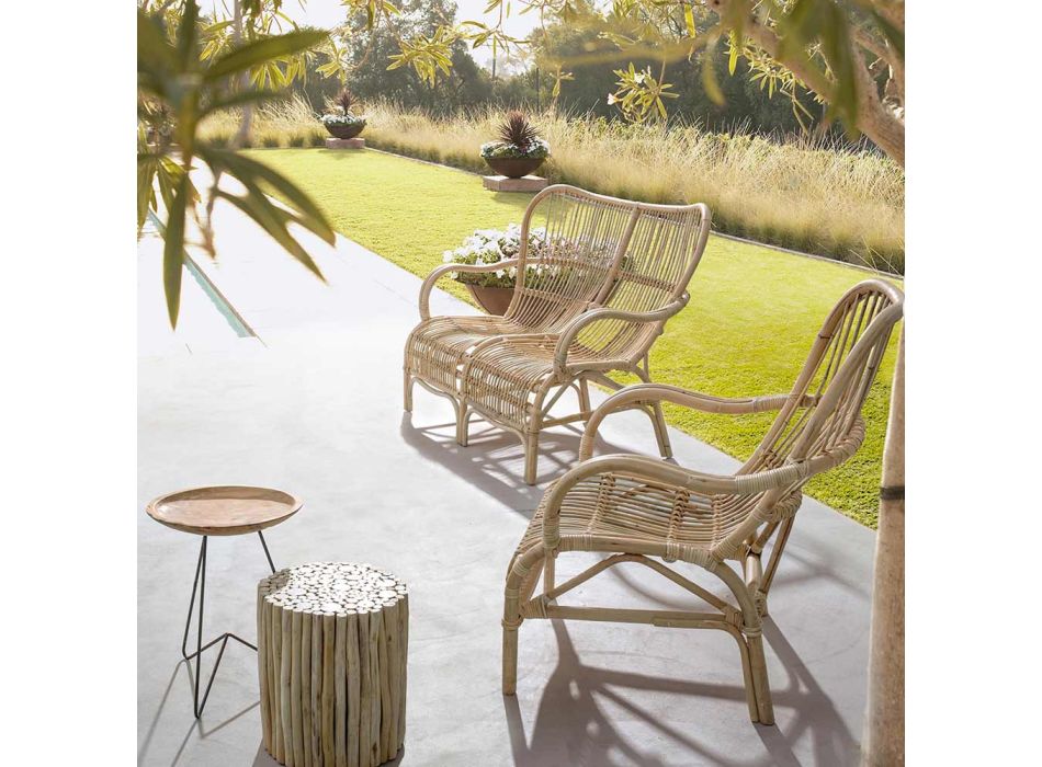 Design 2-sits utomhussoffa i trädgårdsrotting - Melizia Viadurini