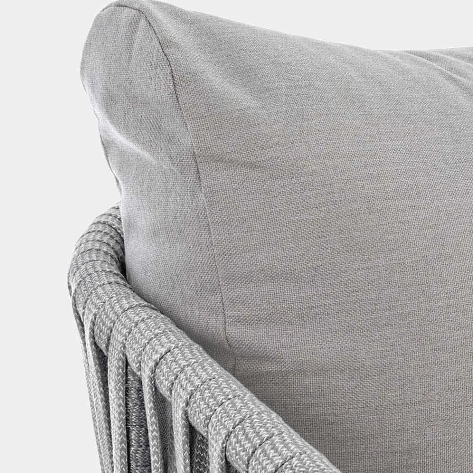 Homemotion - Rubio 3 Seater Design Utesoffa i vitt och grått Viadurini