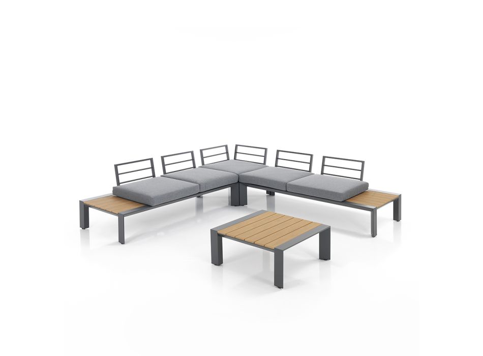Hörnsoffa med soffbord för utomhus och inomhus i aluminium - Mettre Viadurini