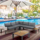 Hörnsoffa med soffbord för utomhus och inomhus i aluminium - Mettre Viadurini