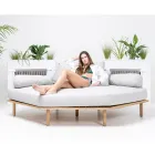 Hexagonal trädgårdshörnsoffa i teak och rep - Bellatrix Viadurini