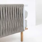 Hexagonal trädgårdshörnsoffa i teak och rep - Bellatrix Viadurini