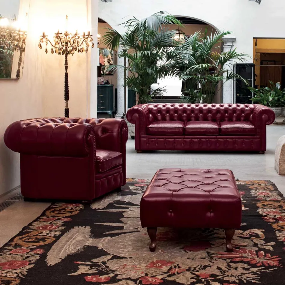 Klassisk soffa med lökfötter i bokträ Tillverkad i Italien - Spassoso Viadurini