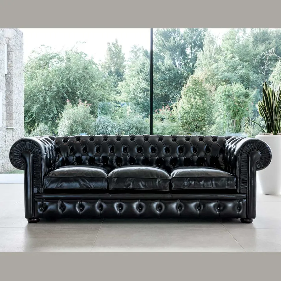 Klassisk soffa med lökfötter i bokträ Tillverkad i Italien - Spassoso Viadurini