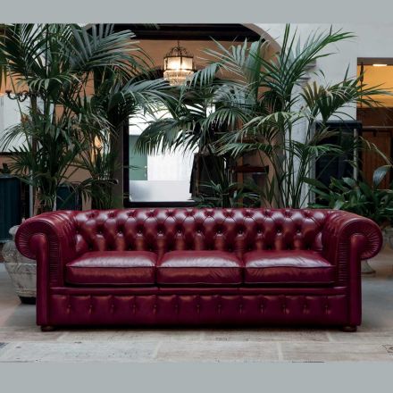 Klassisk soffa med lökfötter i bokträ Tillverkad i Italien - Spassoso Viadurini