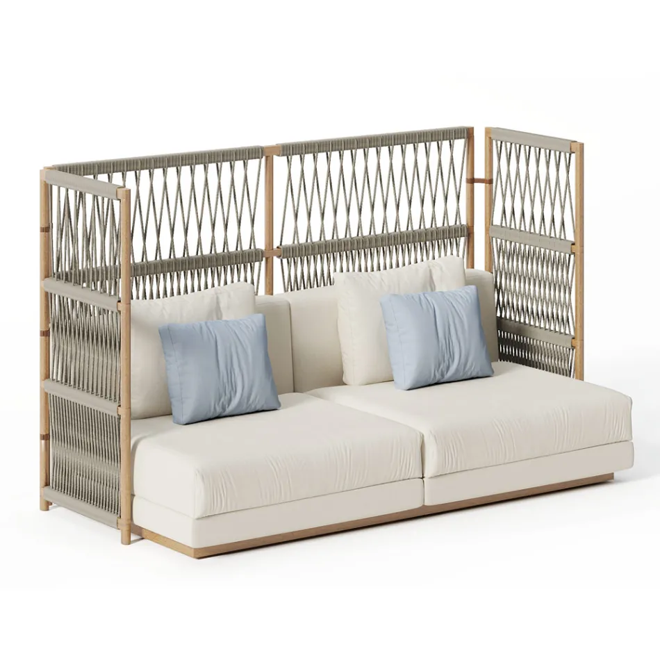 Sektionsträdgårdssoffa med C-formad struktur i trä Tillverkad i Italien - Rubik Viadurini