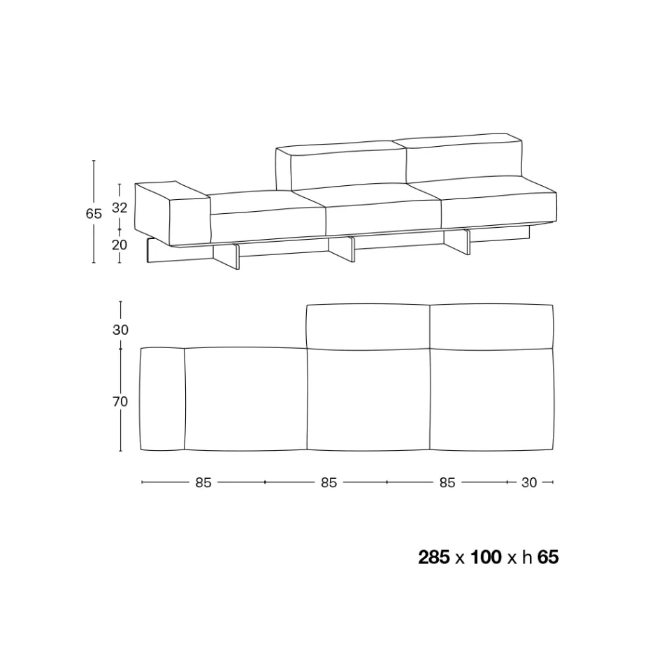 Soffa med extra klar glasbotten och tygsits Tillverkad i Italien - Rory Viadurini