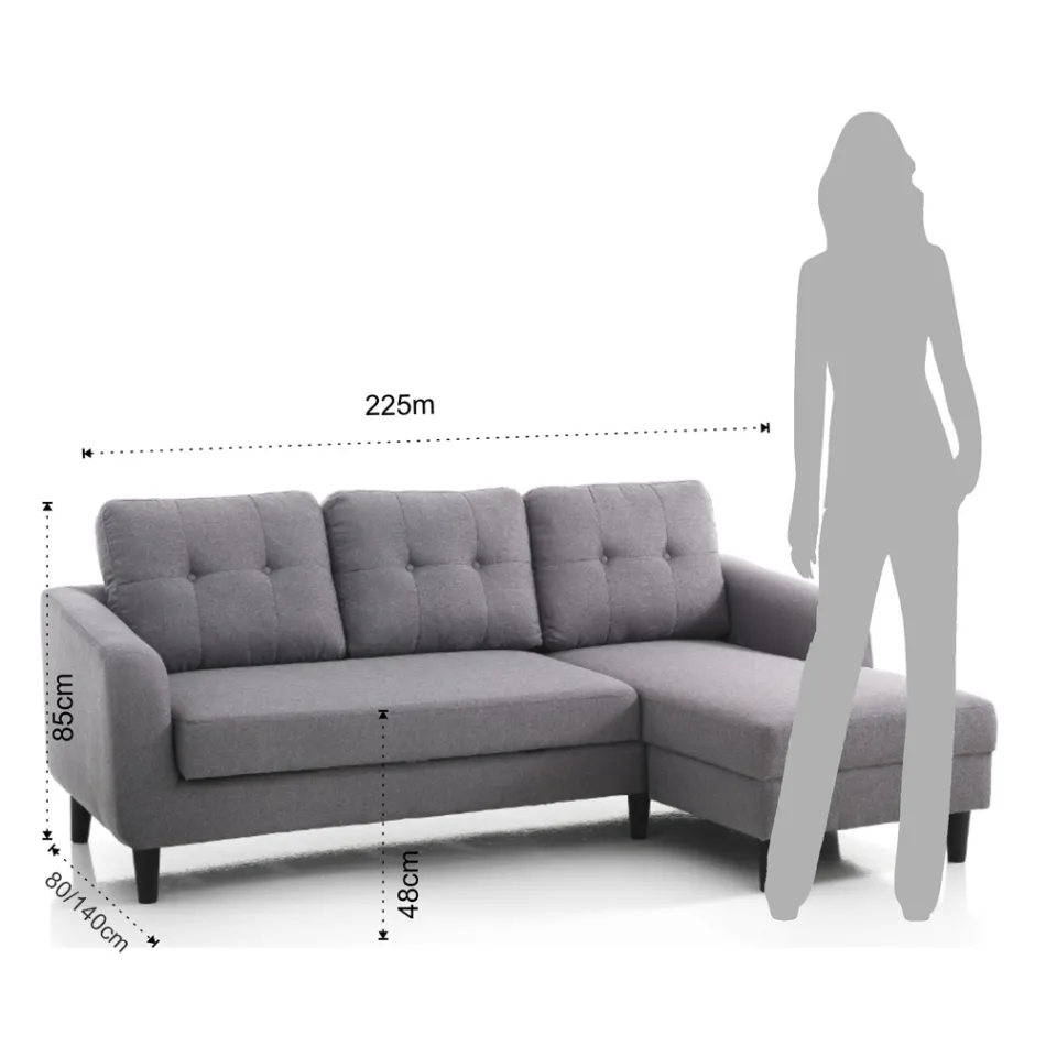 Soffa med hopfällbart sängelement under sitsen - Nickel Viadurini