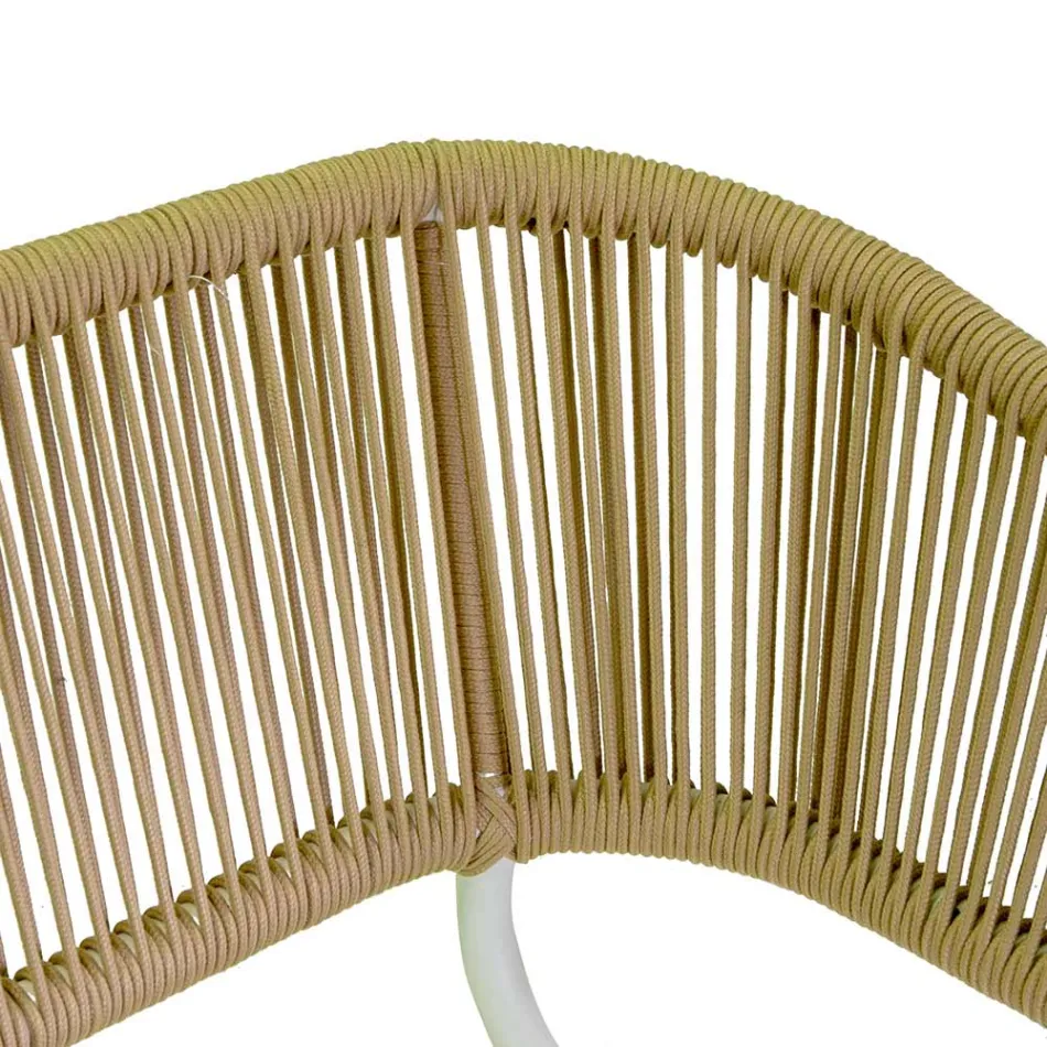 Soffa med fåtöljer och soffbord i vit aluminium för trädgården - Tenda Viadurini