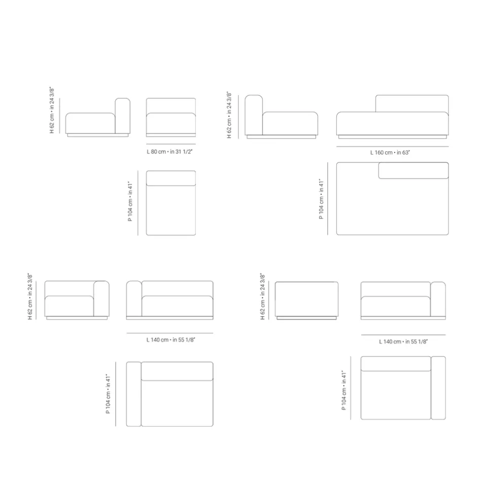 Modulär utomhussoffa med stoppning i dränerande gummi Tillverkad i Italien - Bahias Viadurini