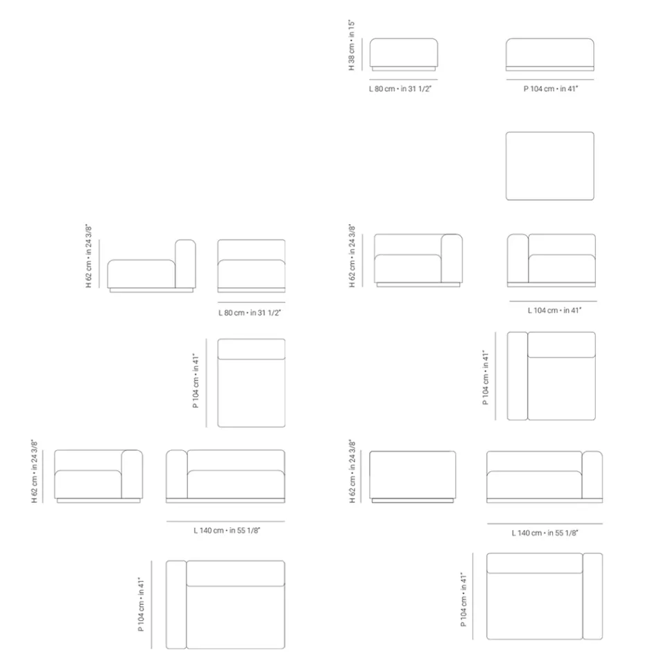 Modulär utomhussoffa i vattenavvisande tyg Tillverkad i Italien - Bahias Viadurini
