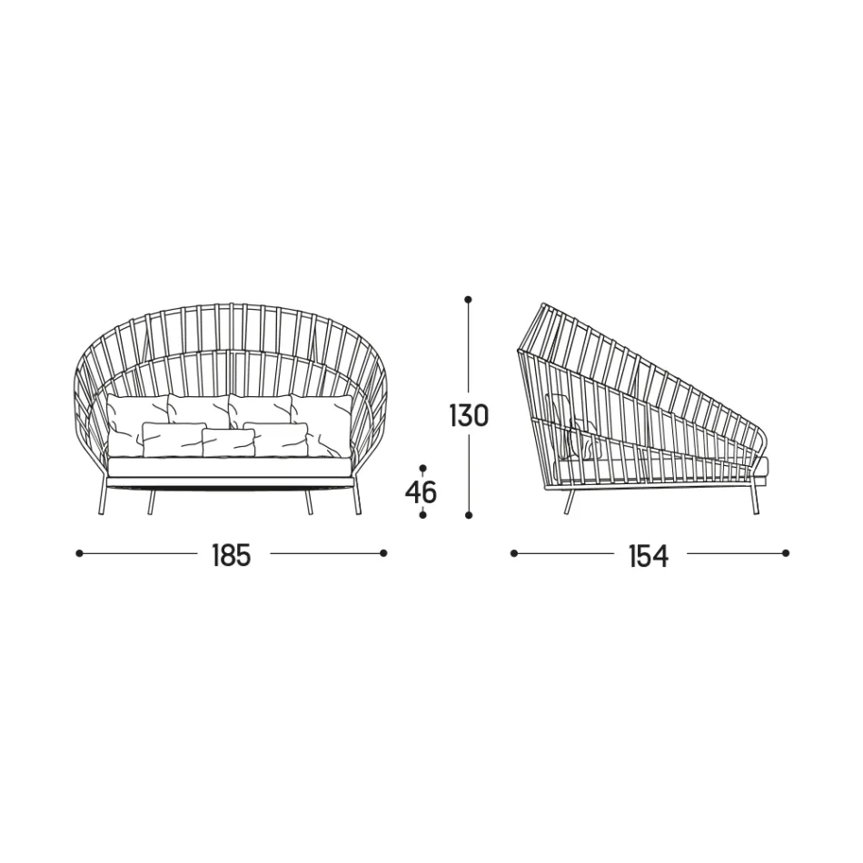 Utomhussoffa med kuddar ingår Made in Italy - Emmacross från Varaschin Viadurini