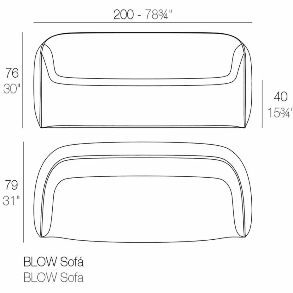 Design utomhus soffa i Blow by Vondom polyetenharts Viadurini
