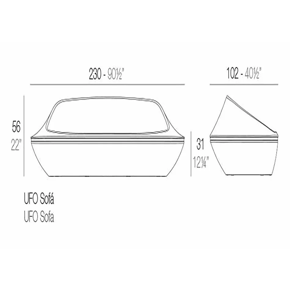 Ufo av Vondom design utomhus soffa i polyetenharts Viadurini