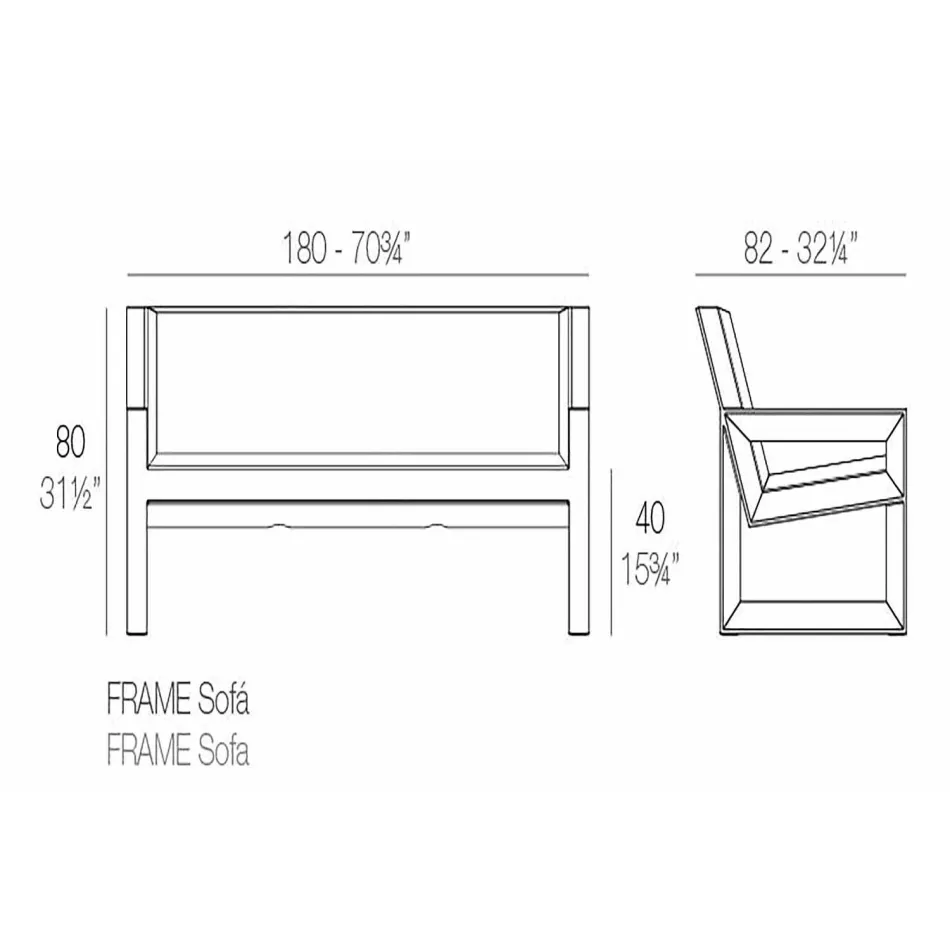 Ram av Vondom utomhus soffa, i polyetenharts, design Viadurini