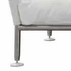 Utomhussoffa i stål och vävda PVC vita kuddar - Ontario6 Viadurini