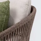 Utomhussoffa i teak och polyetenväv - Jhon Viadurini