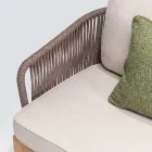 Utomhussoffa i teak och polyetenväv - Jhon Viadurini