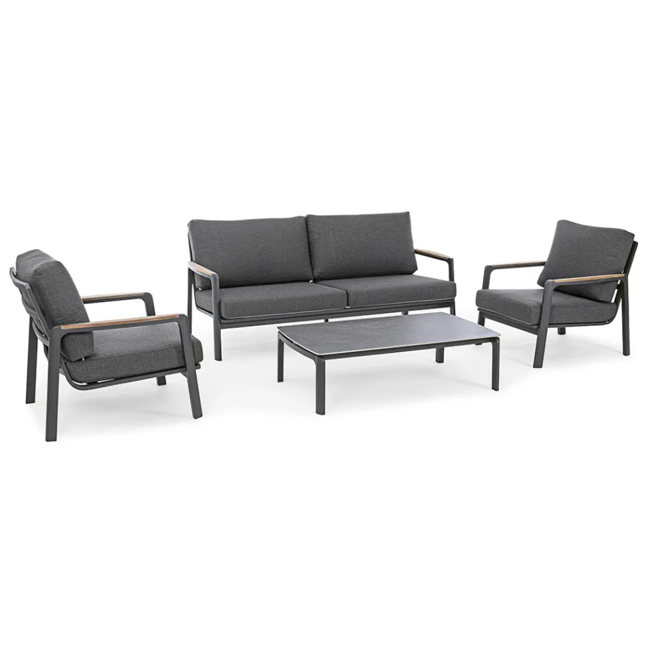 Utomhussoffa i tyg med aluminiumstruktur, Homemotion - Cara Viadurini