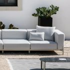 3-sits trädgårdssoffa med schäslong i aluminium och tyg - Filomena Viadurini