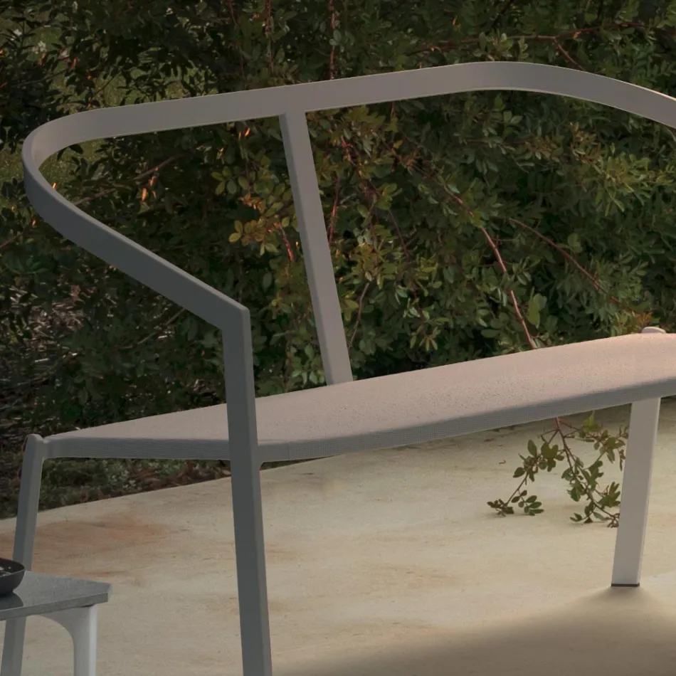 Trädgårdssoffa med aluminiumbas och sits i textilen Tillverkad i Italien - Maureen Viadurini