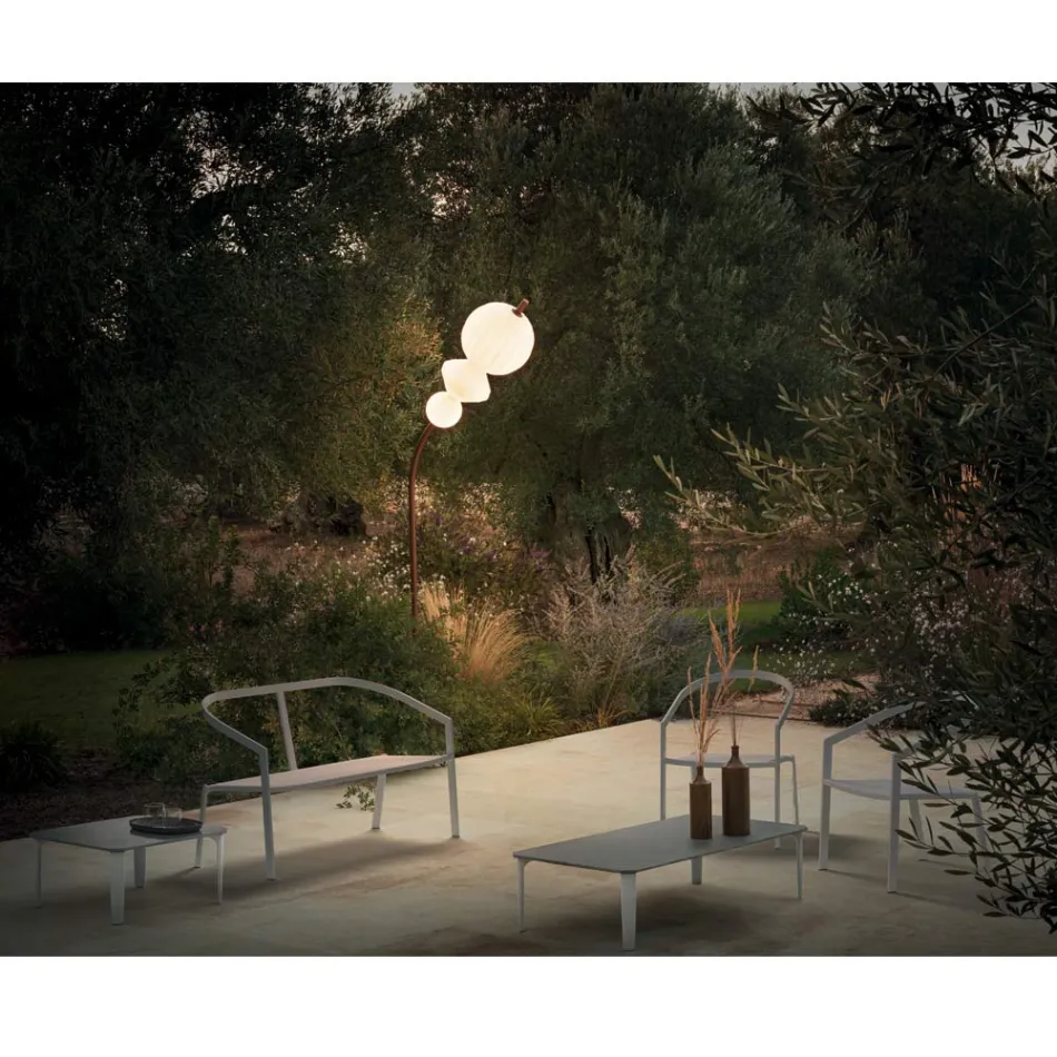 Trädgårdssoffa med aluminiumbas och sits av textilen Tillverkad i Italien - Maureen Viadurini