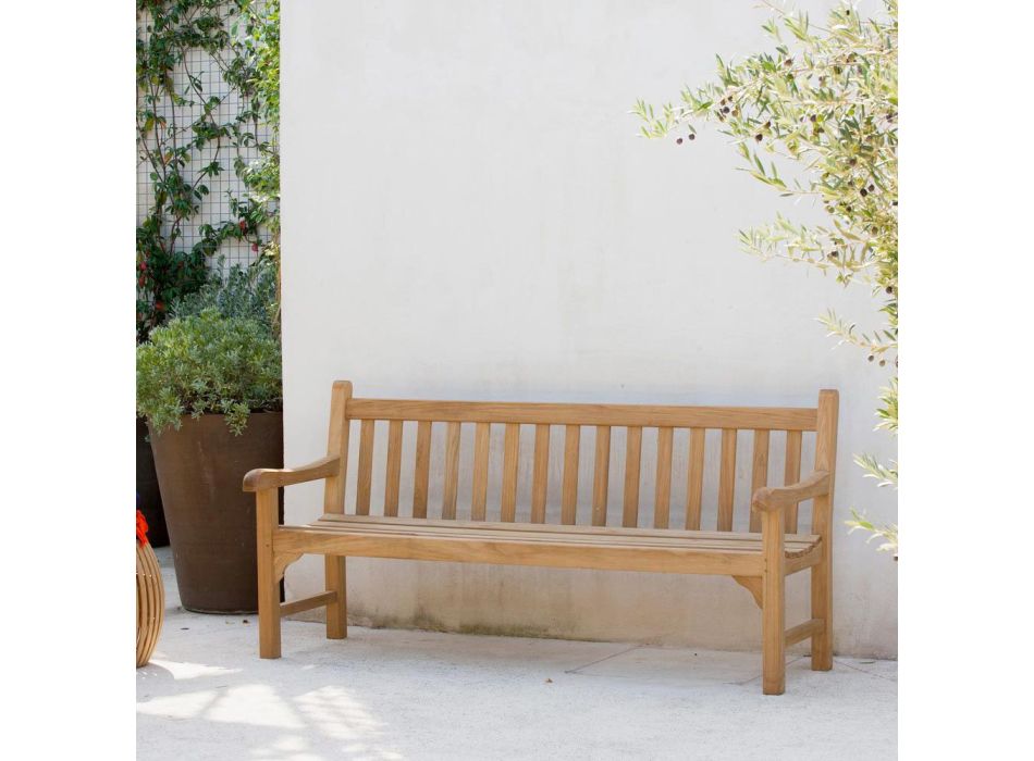 2- eller 3-sits trädgårdssoffa i teak Tillverkad i Italien - Sömnig Viadurini