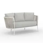 Trädgårdssoffa i rostfritt stål och ryggstöd med rep - Luxura Viadurini