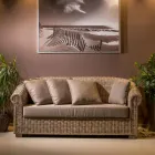 Trädgårdssoffa i naturlig Kubù Fiber med kuddar - Isildur Viadurini