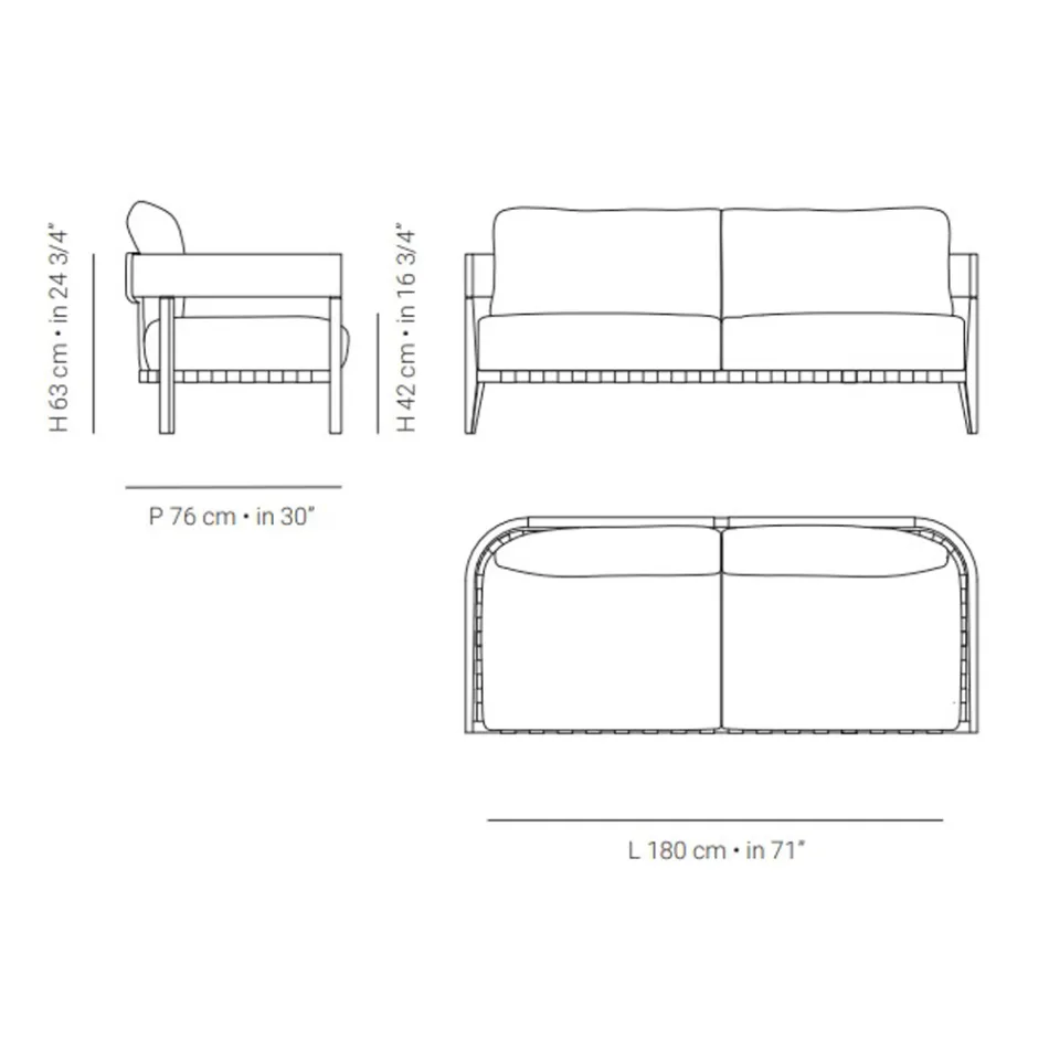 Trädgårdssoffa i teak och tyg Tillverkad i Italien - Briga Viadurini