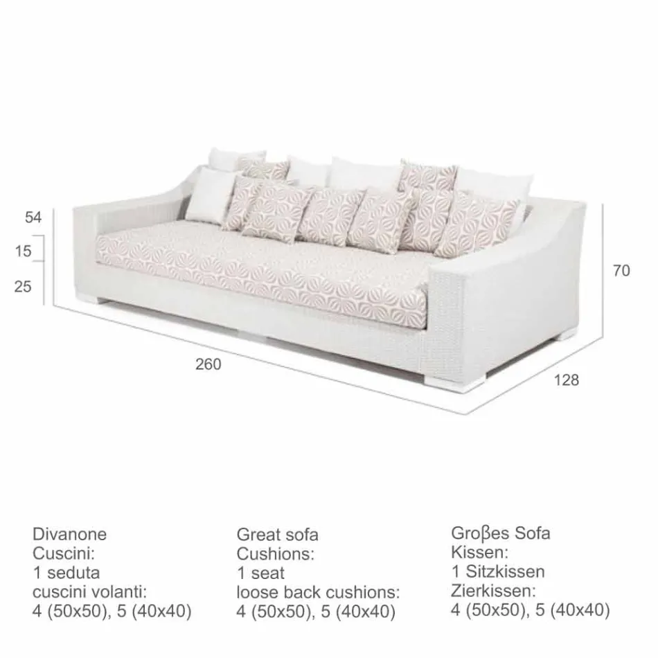 Soffa handvävda trädgård Joe Coffee polyeten Viadurini