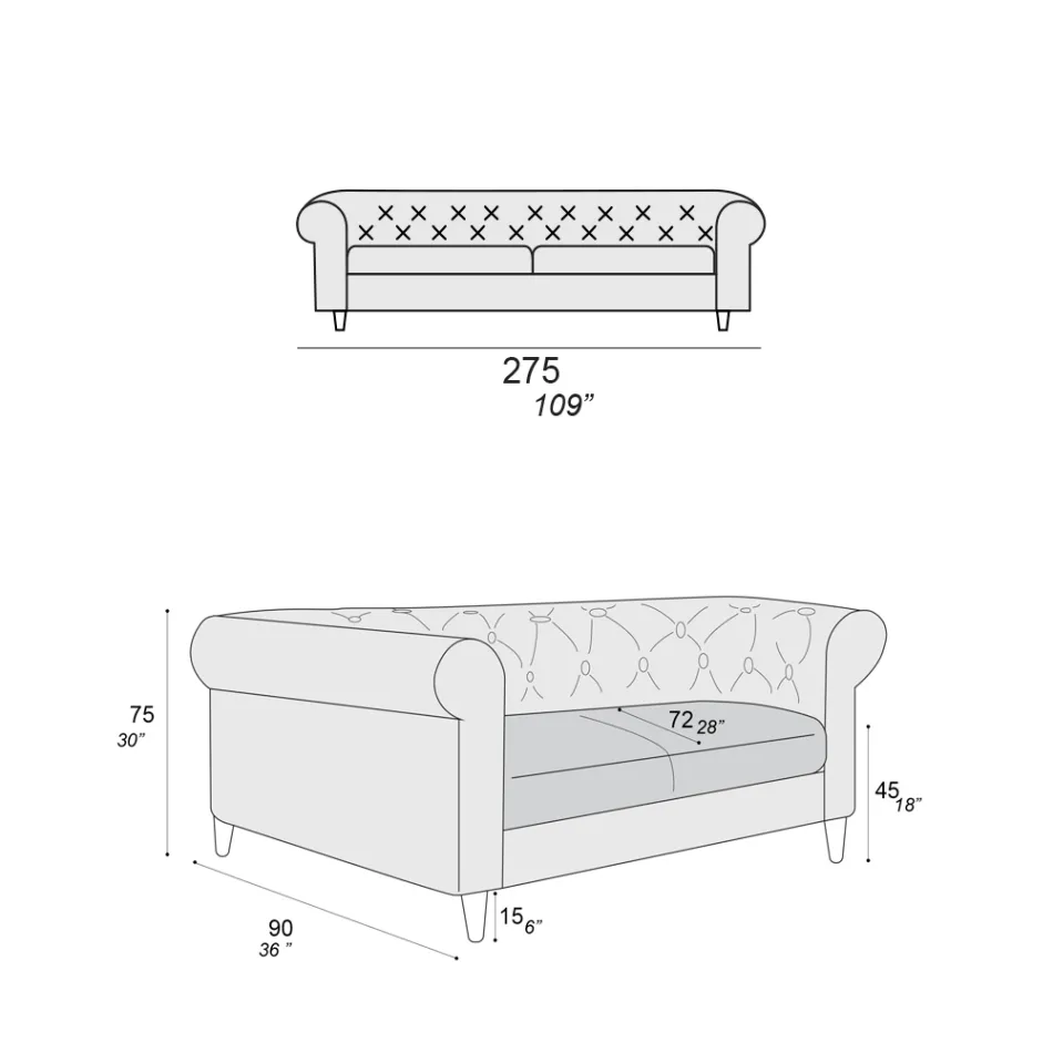 Inomhussoffa Finns i olika storlekar Tillverkad i Italien - Vivace Viadurini