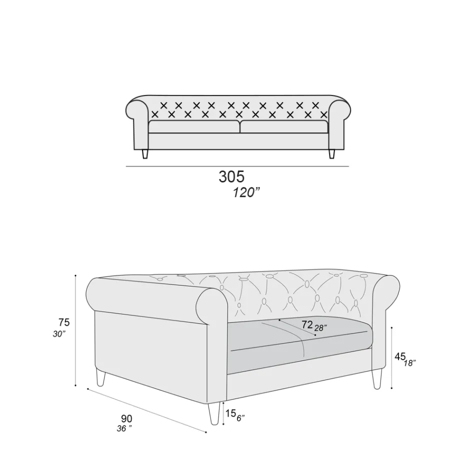 Inomhussoffa Finns i olika storlekar Tillverkad i Italien - Vivace Viadurini