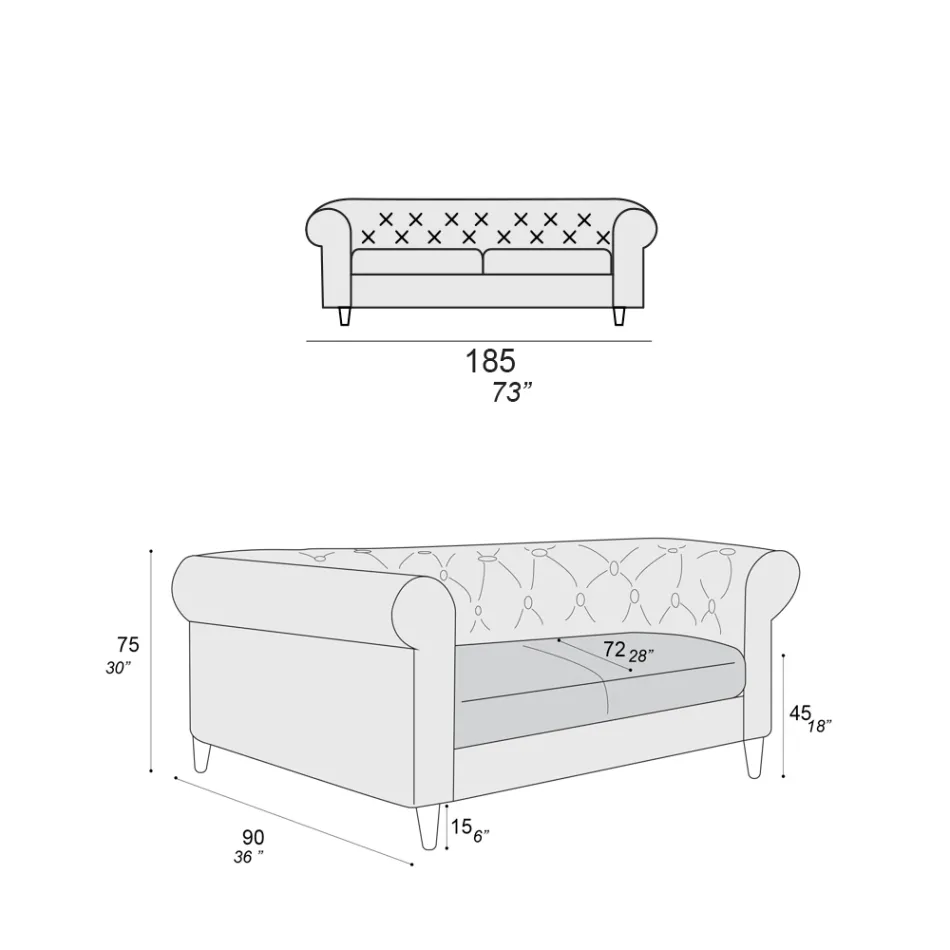 Inomhussoffa Finns i olika storlekar Tillverkad i Italien - Vivace Viadurini
