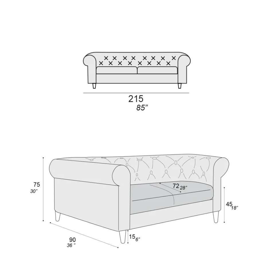 Inomhussoffa Finns i olika storlekar Tillverkad i Italien - Vivace Viadurini