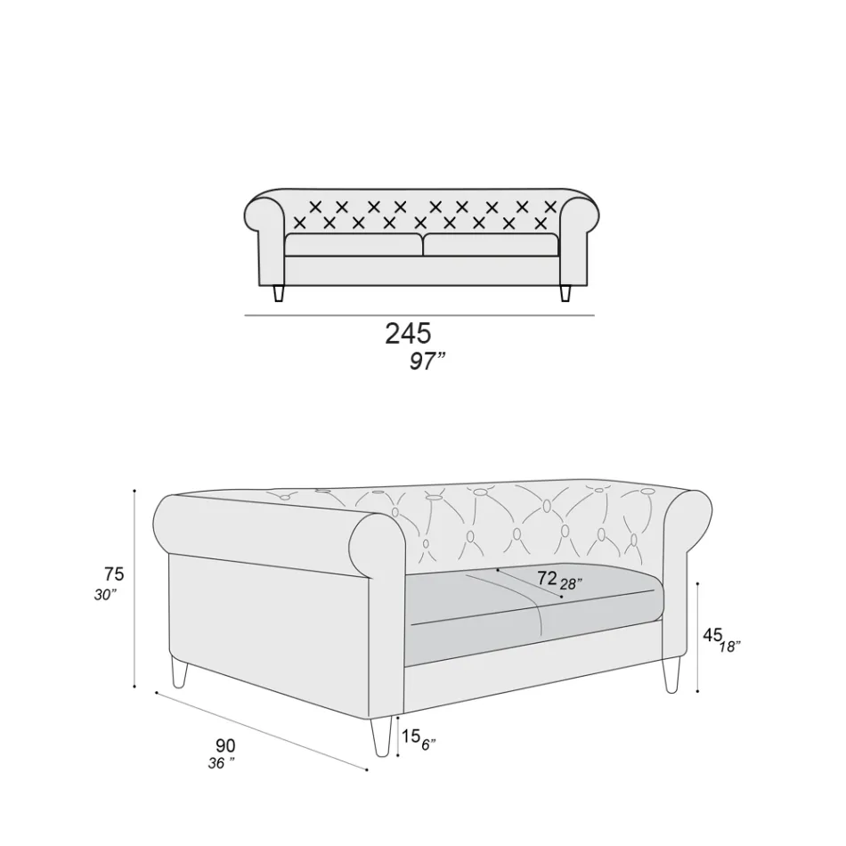 Inomhussoffa Finns i olika storlekar Tillverkad i Italien - Vivace Viadurini