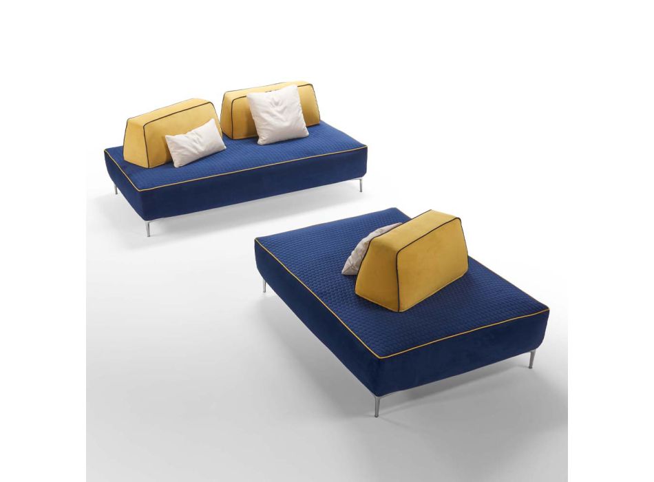 4-sits modulär vardagsrumssoffa i blått tyg Tillverkad i Italien - Mykonos