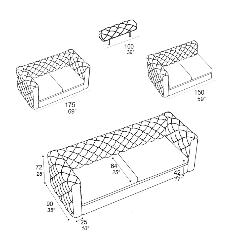 Vardagsrumssoffa med fällbart nackstöd Tillverkad i Italien - Utsläppt Viadurini