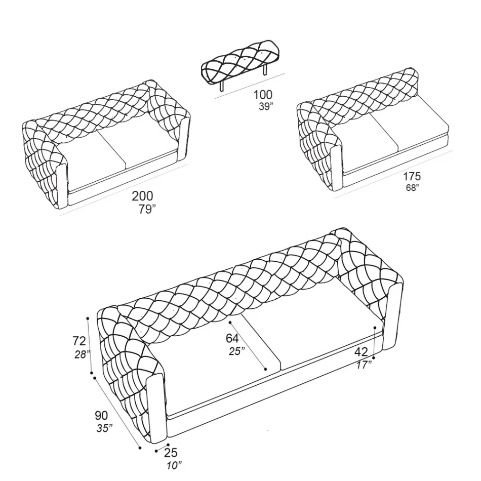 Vardagsrumssoffa med fällbart nackstöd Tillverkad i Italien - Utsläppt Viadurini