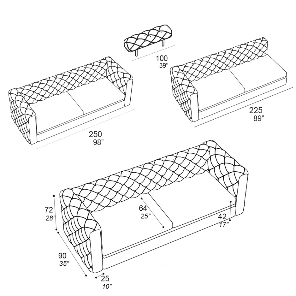 Vardagsrumssoffa med fällbart nackstöd Tillverkad i Italien - Utsläppt Viadurini