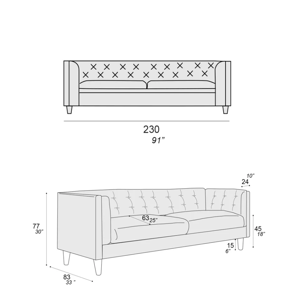 Vardagsrumssoffa med trästruktur och fötter Tillverkad i Italien - Comico Viadurini