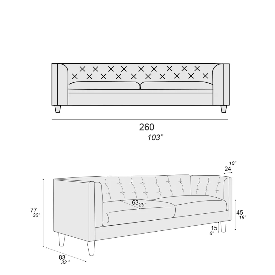 Vardagsrumssoffa med trästruktur och fötter Tillverkad i Italien - Comico Viadurini