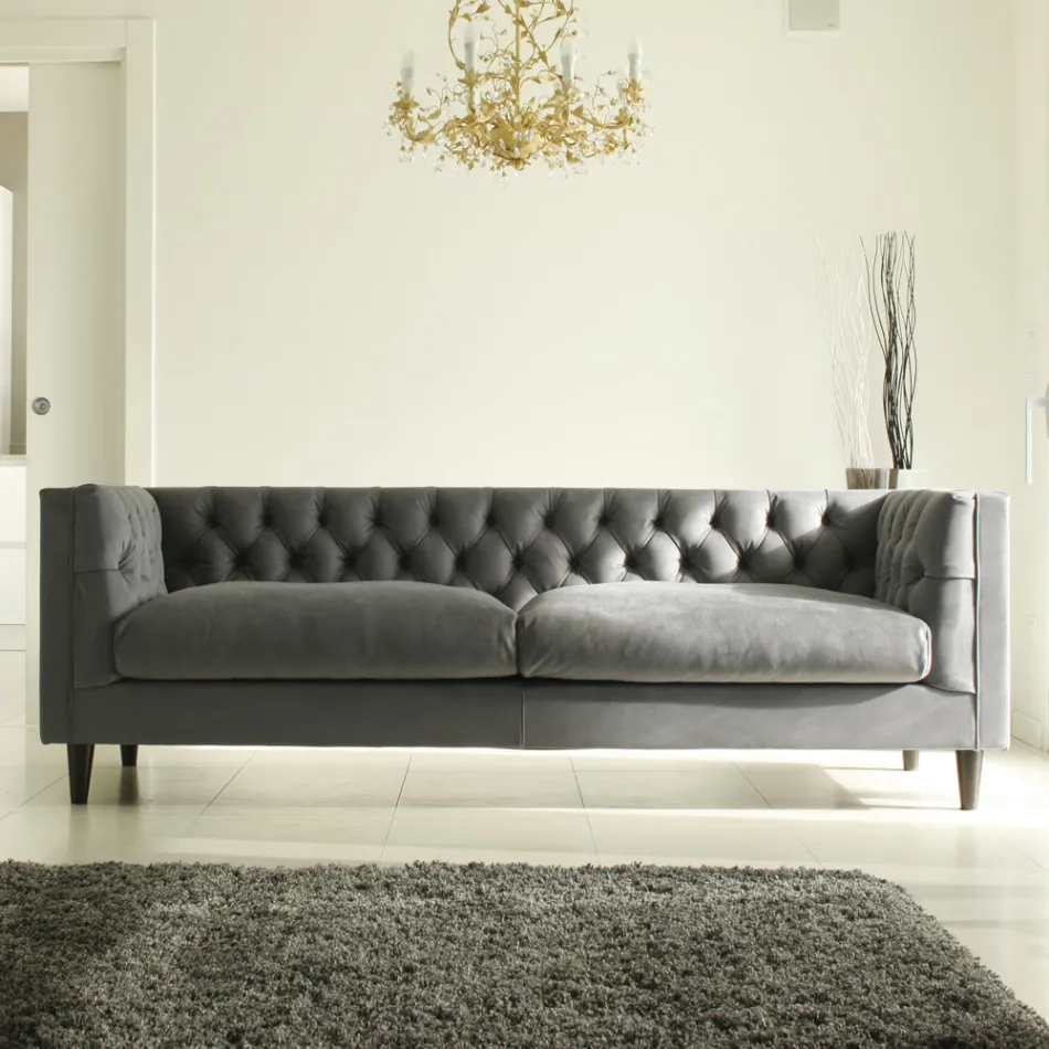 Vardagsrumssoffa med trästruktur och fötter Tillverkad i Italien - Comico Viadurini