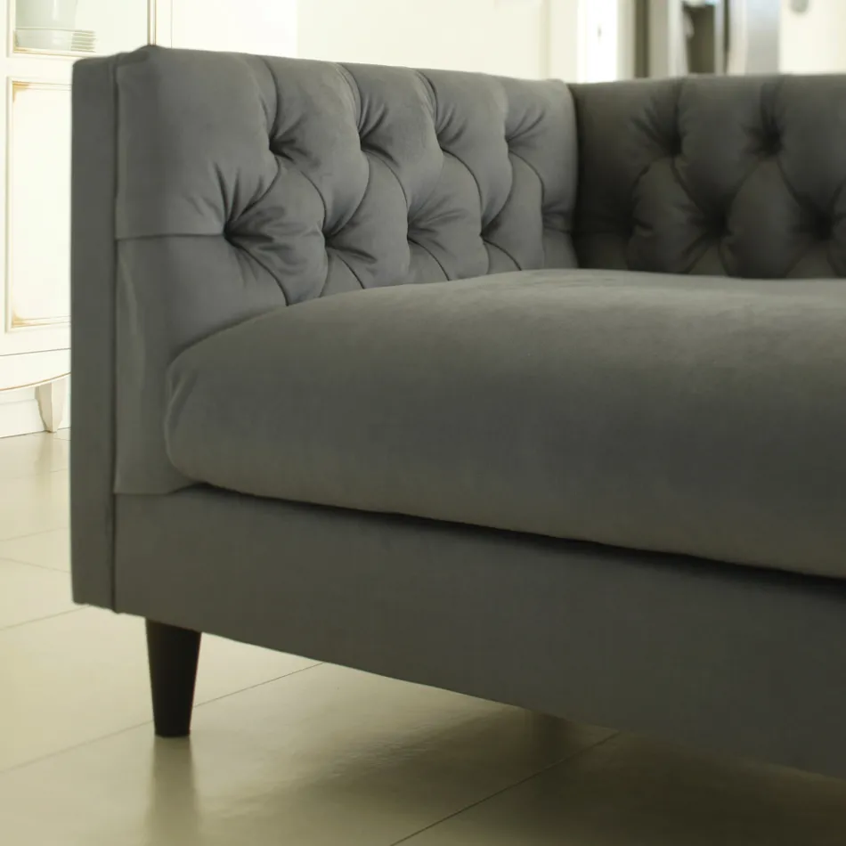 Vardagsrumssoffa med trästruktur och fötter Tillverkad i Italien - Comico Viadurini