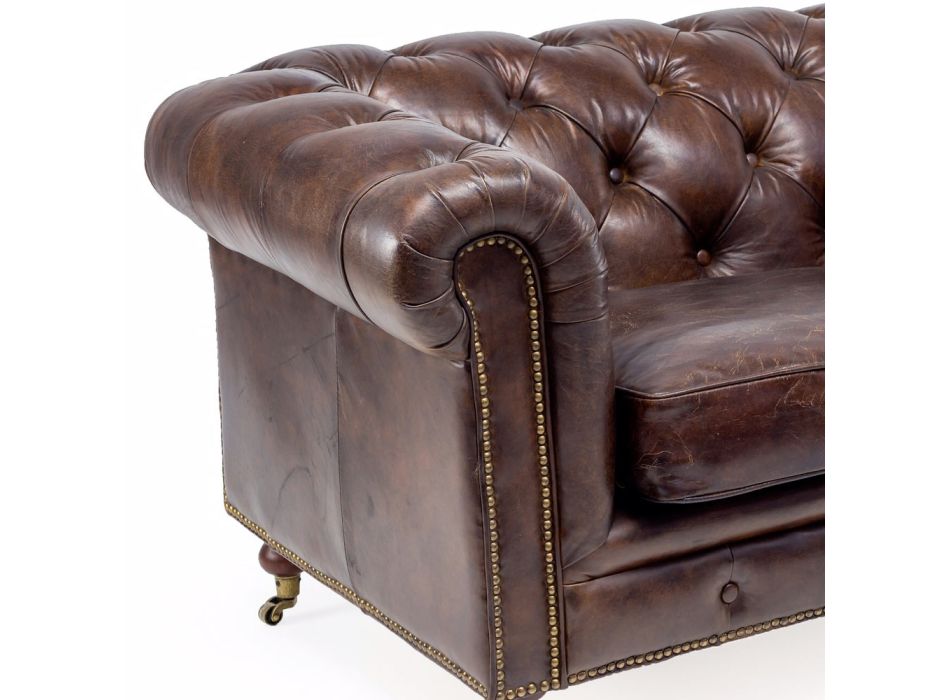2- eller 3-sits vardagsrumssoffa i gammalt lädereffekt - Stämpel Viadurini