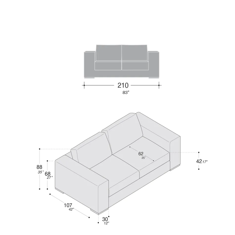 Vardagsrumssoffa i trä, polyuretan och metall Tillverkad i Italien - Glittrande Viadurini