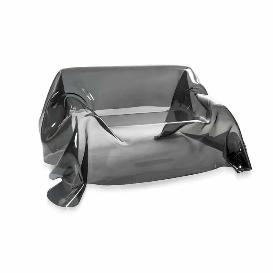 Soffa med modern design i Jolly rökt plexiglas, tillverkad i Italien Viadurini